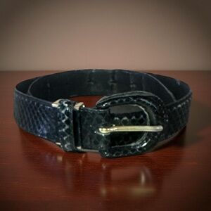 Western Black Snake Print Leather Belt Mens, Womens 34x1.25"